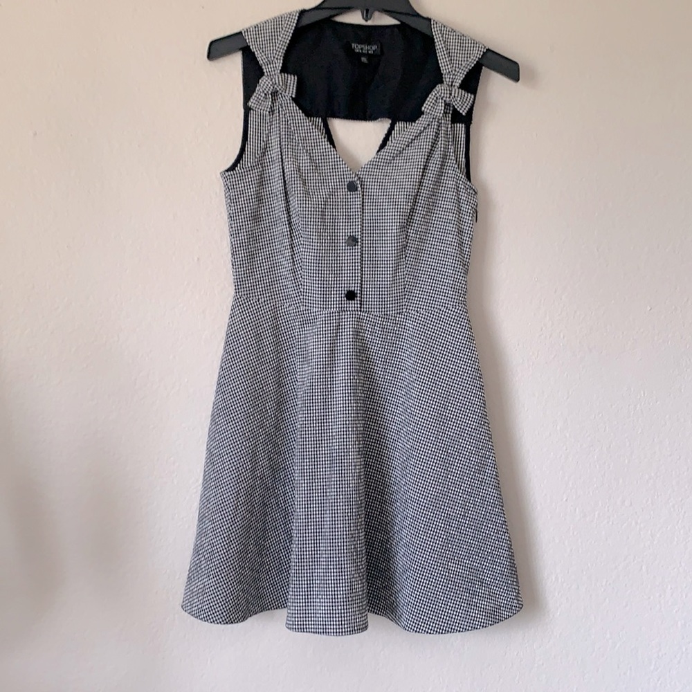TOPSHOP Black & White Checker Dress